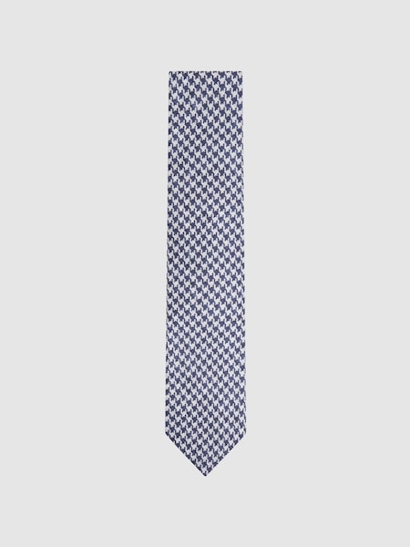 Silk Dogtooth Tie in Airforce Blue (N74349) | £68