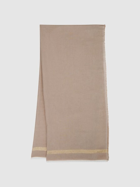 Linen Blend Sparkle Scarf in Taupe (N74378) | £88