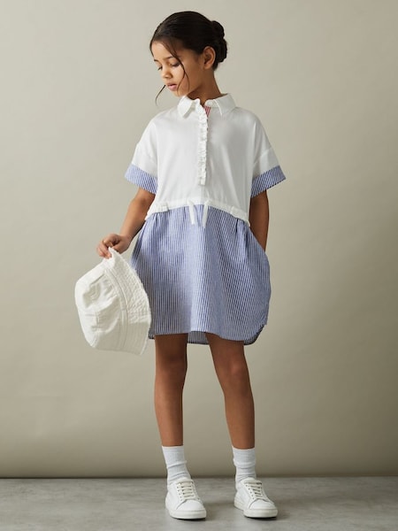 Junior Cotton Shirt Dress in Ivory (N74387) | £65