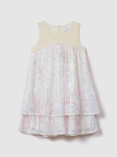 Tiered Sequin Dress in Pink (N74401) | £90