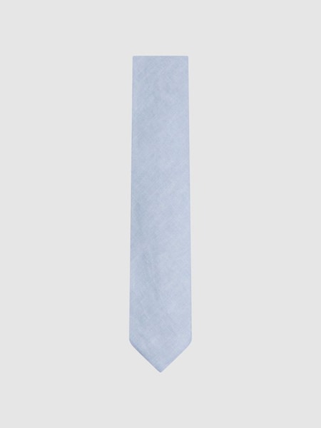 Linen Tie in Sky Blue Melange (N74421) | £58