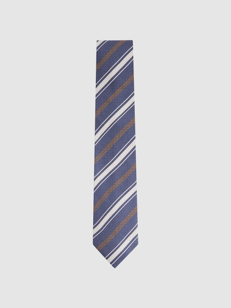 Silk Striped Tie in Indigo (N74428) | £68