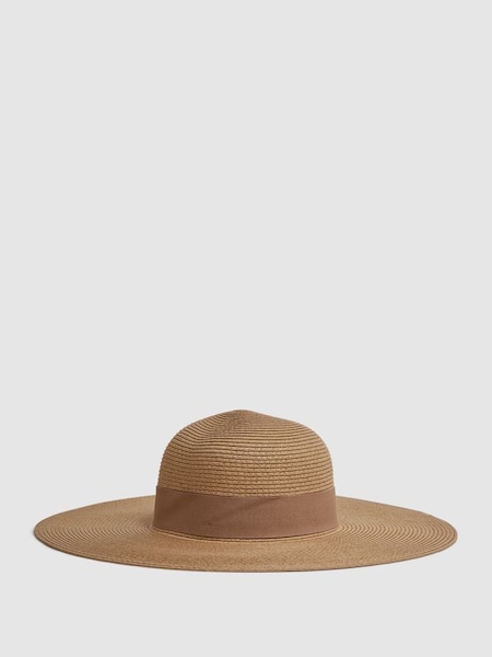 Wide Brim Raffia Hat in Natural (N74443) | £78