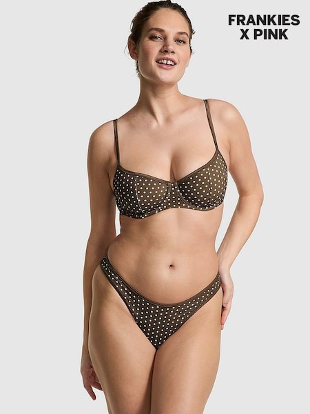 Classic Dot Brown Frankies Bikinis Buttercup Scoop Bikini Top (N74539) | £36