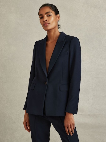 Petite Tailored Single Breasted Suit Blazer in Navy (N74798) | £198