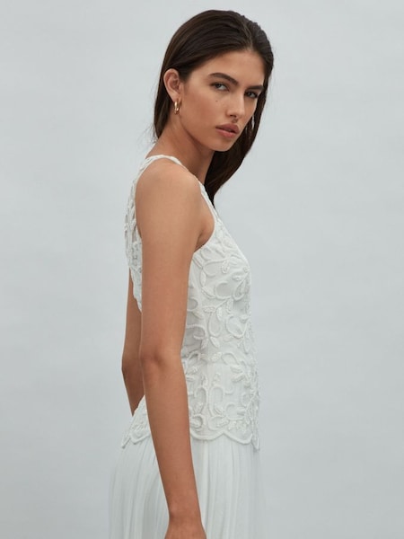 Raishma Embellished High Neck Maxi Dress in Ivory (N76625) | £795