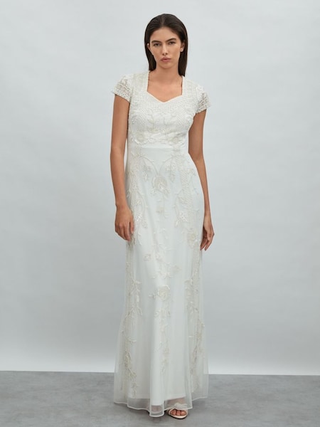 Raishma Floral Beaded Maxi Dress in Ivory (N76634) | £950