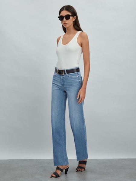 Paige Flared Cropped Jeans in Helena Blue (N76828) | £275