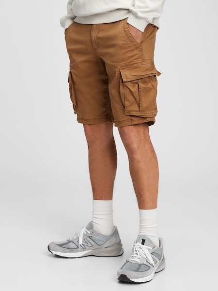 Tan Brown Cotton Twill Cargo Shorts (N78288) | £40