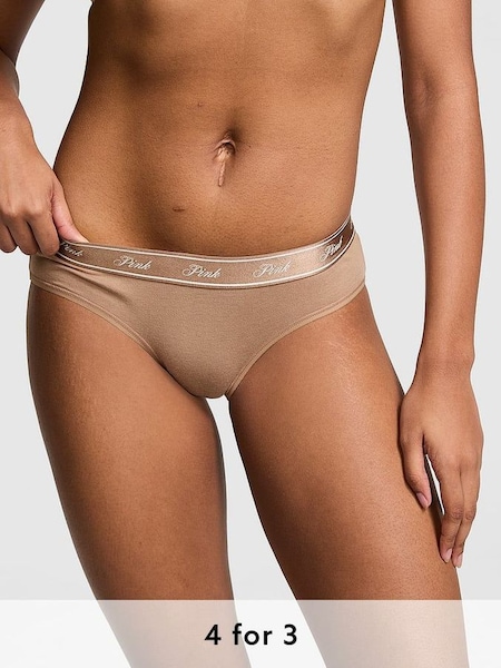 Latte Brown Hipster Cotton Logo Knickers (N95034) | £9
