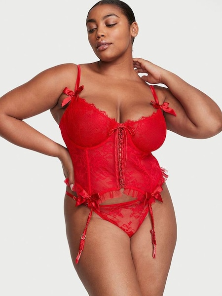 Lipstick Red Archive Lace Corset and Knicker Set (N95917) | £105