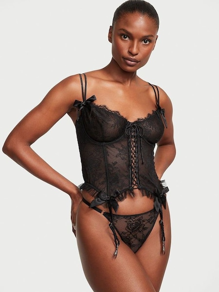 Black Archive Lace Corset and Knicker Set (N95939) | £105