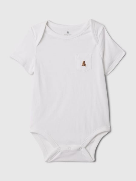 White Pocket Short Sleeve Bodysuit (Newborn-24mths) (N96427) | £6