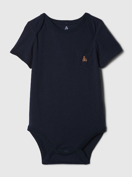 Navy Blue Pocket Short Sleeve Bodysuit (Newborn-24mths) (N96432) | £6