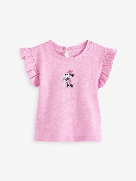Pink Disney Minnie Mouse Ruffle Sleeve Baby T-Shirt (3mths-7yrs) (N96467) | £14