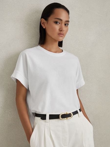Cotton Crew Neck T-Shirt in White (N96797) | £38