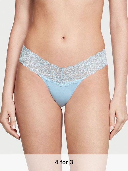 Blue Topaz Posey Lace Waist Thong Knickers (P22489) | £9