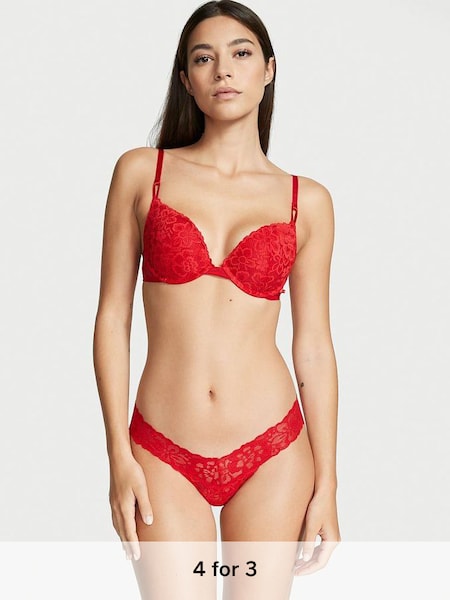 Lipstick Red Lace Thong Knickers (P23706) | £9