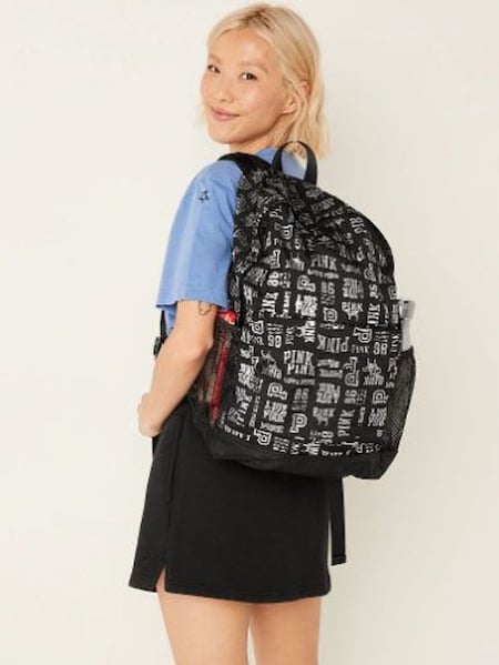 Pure Black Mixed Logo Classic Backpack (P28354) | £36