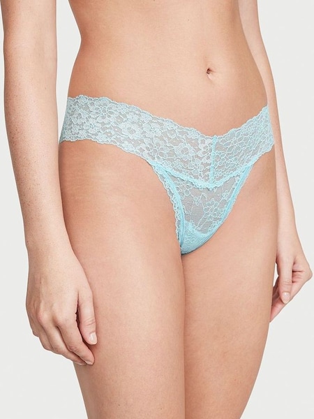 Blue Topaz Silver Core Lace Up Thong Lace Knickers (P29579) | £4