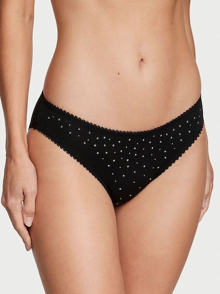 Black Scattered Stones Hipster Stretch Cotton Knickers (P29886) | £9