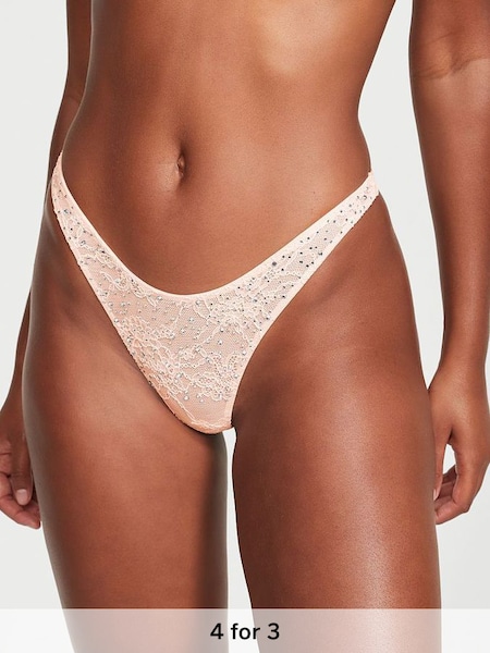 Purest Pink Sugar Coated Embellishment Thong Knickers (P30020) | £35