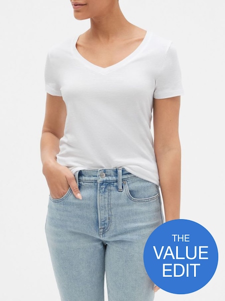 White Favourite Short Sleeve V-Neck T-Shirt (P30663) | £10