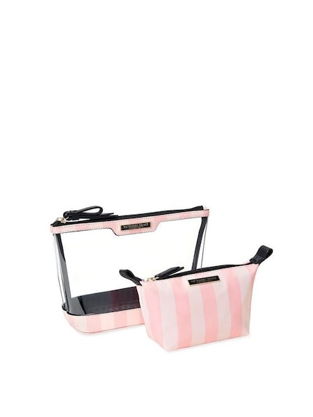 Pink Iconic Stripe AM/PM Cosmetic Bag Duo (P39914) | £25