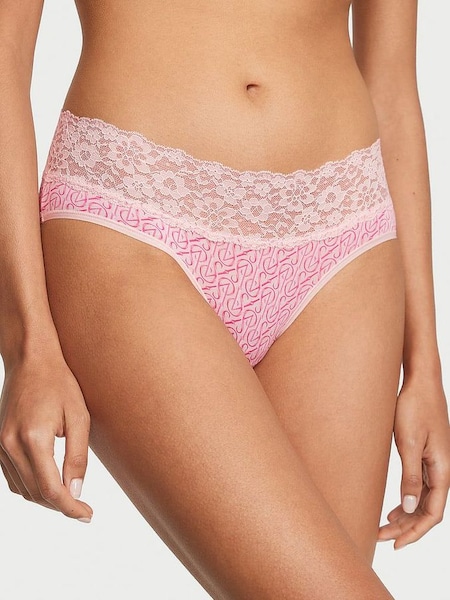 Purest Pink Logo Lace Waist Hipster Knickers (P53291) | £9