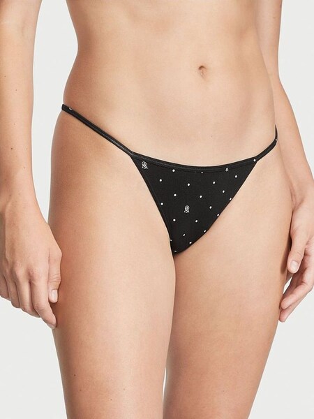 Black Vs Lockup Dot Smooth Cotton G String Knickers (P54342) | £9