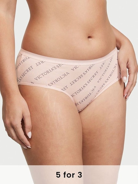 Purest Pink Vs Diagonal Logo Smooth Stretch Cotton Hipster Knickers (P55284) | £9