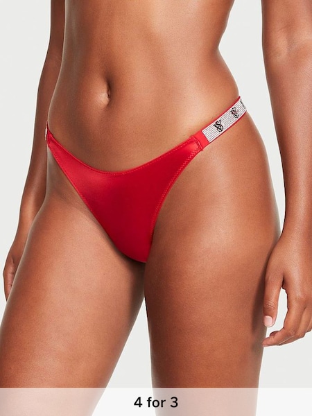 Lipstick Red Smooth Monogram Thong Shine Strap Knickers (P57897) | £20