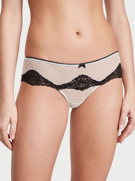 Coconut White Lace Trim Hipster Thong Knickers (P57916) | £14