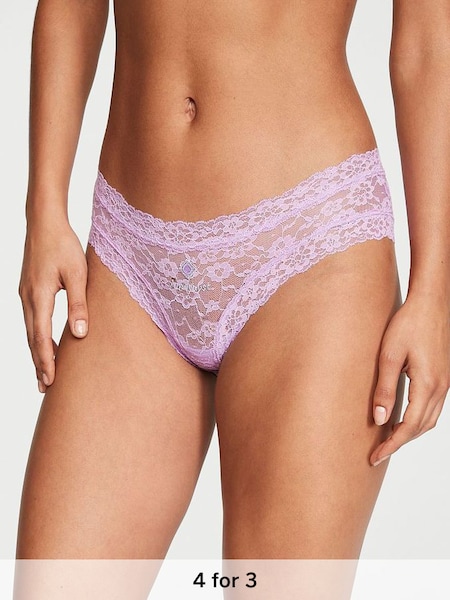 Silky Lilac Purple Birthstone Embroidery Cheeky Lace Knickers (P57923) | £14