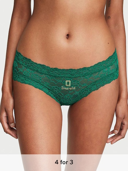 Spruce Green Birthstone Embroidery Cheeky Lace Knickers (P57930) | £14