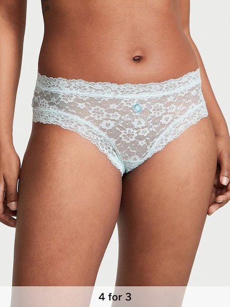 Resort Blue Birthstone Embroidery Cheeky Lace Knickers (P57965) | £9