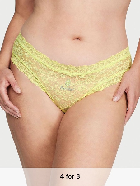 Lime Citron Birthstone Embroidery Cheeky Lace Knickers (P57966) | £9