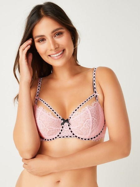 Angel Pink And Black Unlined Balcony Lace Unlined Balcony Bra (P58189) | £24