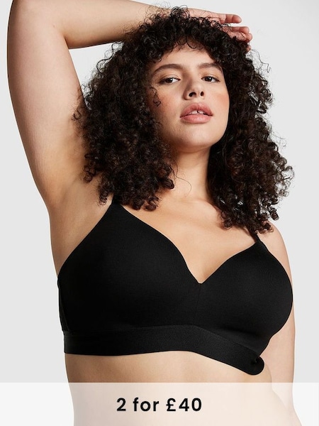 Pure Black Non Wired Lightly Lined Cotton Bra (P61134) | £29