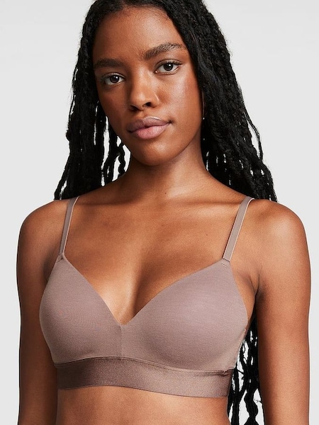 Iced Coffee Brown Non Wired Lightly Lined Cotton Bra (P61189) | £29