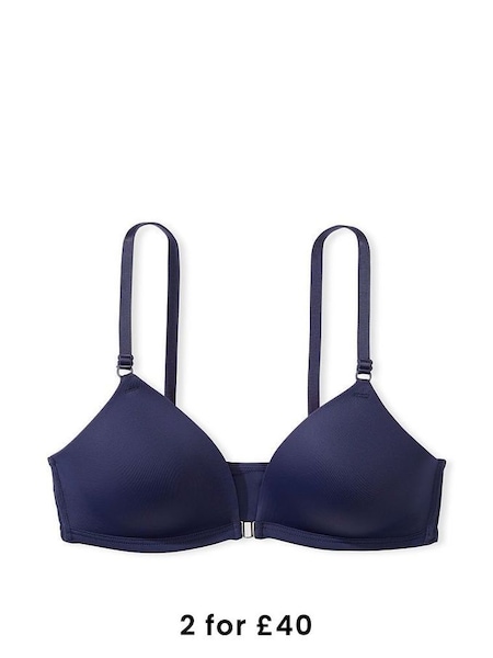 Midnight Navy Blue Non Wired Lightly Lined Front Close Bra (P62577) | £29