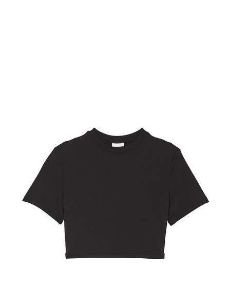 Pure Black Super Soft Micro Fit Stretch Cropped T-Shirt (P70889) | £20