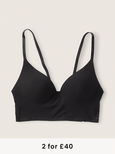 Pure Black Smooth Non Wired Push Up Bralette (P72645) | £26