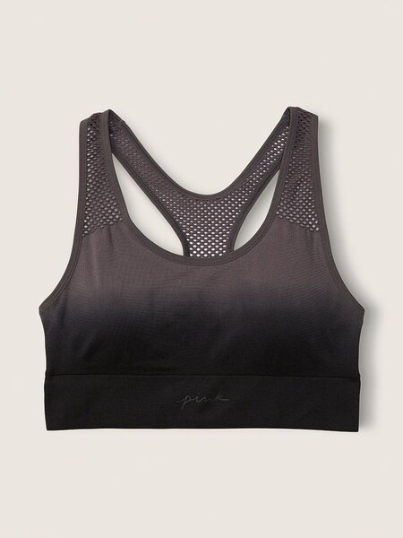 Dark Charcoal Ombre Seamless Lightly Lined Gym Racerback Sports Bra (P74088) | £14