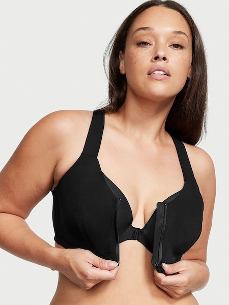 Black Cloud Smooth Front Fastening Wired High Impact Sports Bra (P75112) | £45