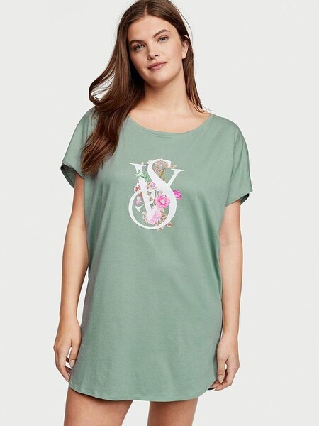 Seasalt Green W/ Floral VS Lightweight Cotton Dolman Sleepshirt (P75391) | £15