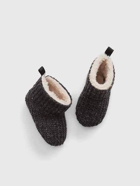 Charcoal Grey Sherpa-Lined Baby Booties (P75473) | £20