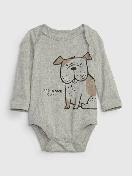 Grey Graphic Long Sleeve Baby Bodysuit (P75491) | £8