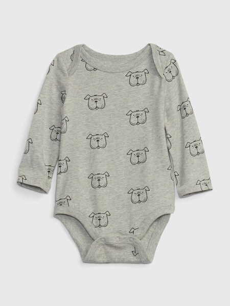 Light Grey Graphic Long Sleeve Baby Bodysuit (P75492) | £8