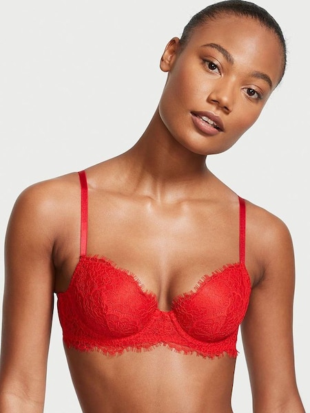 Lipstick Red Lace Lightly Lined Demi Bra (P75557) | £49